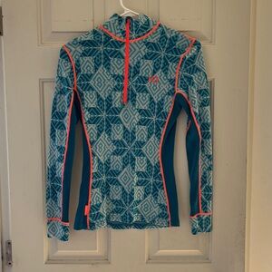 Kari Traa Quarter Zip Merino Else Base Layer  Blue Orange